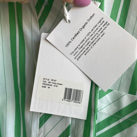 GANNI WRAPAROUND BELT STRIPE ORGANIC COTTON SHIRT - Picture 5 of 7